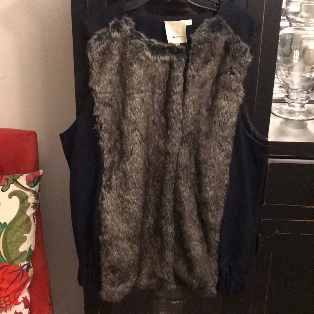 Anthropologie Elevenses Faux Fur Vest